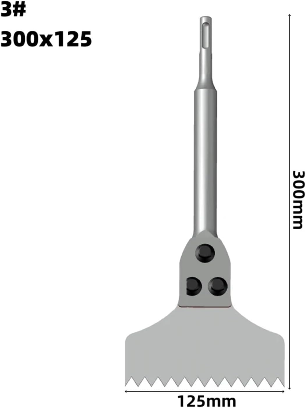 Sds/Plus Teeth Chisel Floor Scraper Replaceable Inserts Scaling Chisel Shovel for Tile Brick Concrete Wall Removal(02A 300x125)