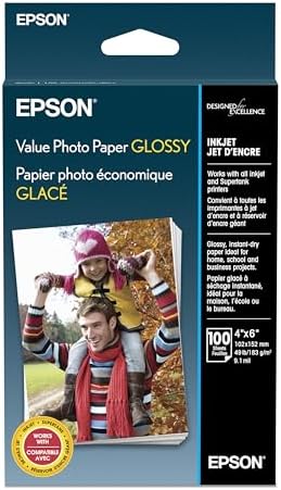 Epson Papel fotográfico brilhante, 10 x 15 cm, 100 folhas (S40003...