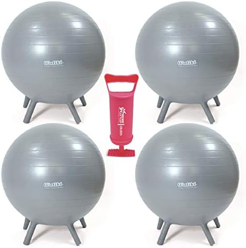 WALIKI Adult Size Chair Ball with Feet 4 Pack | Alternative Classroom Seating | 30"/75CM Gray