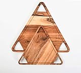 Woodlery Schneidebrett aus Bio-Akazienholz mit Griffen für Metzgerblock, Käse und Gemüse, Obst und Salat, dreieckige Bretter 35,6 x 33 cm (L x B, 25,4 x 27,9 cm)
