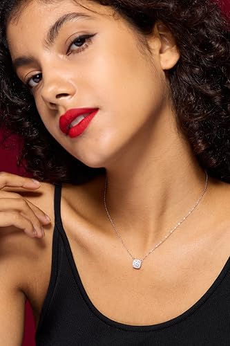 Lab Grown Moissanite Necklace for Women, 925 Sterling Silver Halo Pendant, Anniversary Birthday Wedding Jewelry Gift4