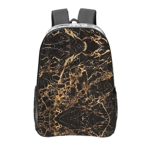 Sac à dos transparent léger grand volume avec motifs marbrés dorés