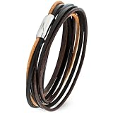 Simaru Designerska bransoletka skórzana owijana z zapięciem magnetycznym | Skóra garbowana roślinnie dla mężczyzn i kobiet | jakość Made in Germany | elegancka skórzana designerska (Brązowy/M)