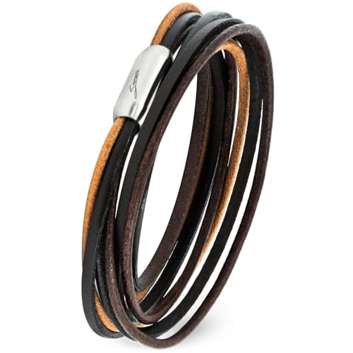 Simaru Designerska bransoletka skórzana owijana z zapięciem magnetycznym | Skóra garbowana roślinnie dla mężczyzn i kobiet | jakość Made in Germany | elegancka skórzana designerska (Brązowy/M)