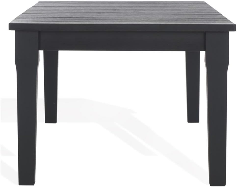 Pemberly Row Eucalyptus Wood Patio Coffee Table, Black Finish, 46.7 in x 26 in x 18.5 in, Durable Modern Design, Spacious Tabletop, Outdoor Furniture for Patio, Garden, Balcony, or Deck