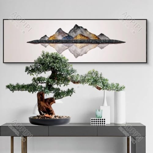AOPIPI 17インチ人工盆栽松 / リアルな人工植物装飾/家庭用人工グリーン/デスクトップディスプレイ装飾 (D) [4]