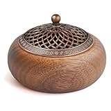 Acacia Wood Incense Burner for Cones & Coils, with Sticks Holder - 3-in-1, Zen Meditation Yoga Home Room Decor