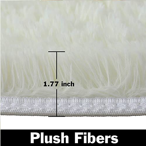 4'X4' Fluffy Round Area Rug For Bedroom Soft Fuzzy Circle Rug For Kids Girls Room Indoor Plush Circular Nursery Rugs Cute Modern Furry Rugs For Living Room Cute Room Decor For Baby, Ivory #TOP3