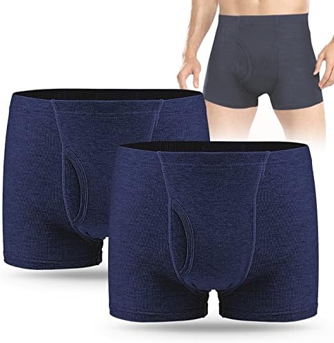 Men's Incontinence Underwear 2PCS Incontinence Boxer Briefs Premium 4 Layer Absorption Protection Washable Incontinence Underwear for Men Boxer Brief