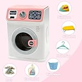 BAYMI Waschmaschine Kinder - Elektronische Kleine Waschmaschine mit Rotierender Trommel und Realistischen Geräuschen, Spielzeug für Kinder ab 3 Jahren (Rosa)