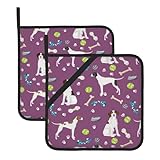 Manique, Support de Casserole isolé épais résistant à la Chaleur pour la Cuisson au Barbecue 2 pièces,Chien Pointer Anglais Chiens Et Jouets Violet