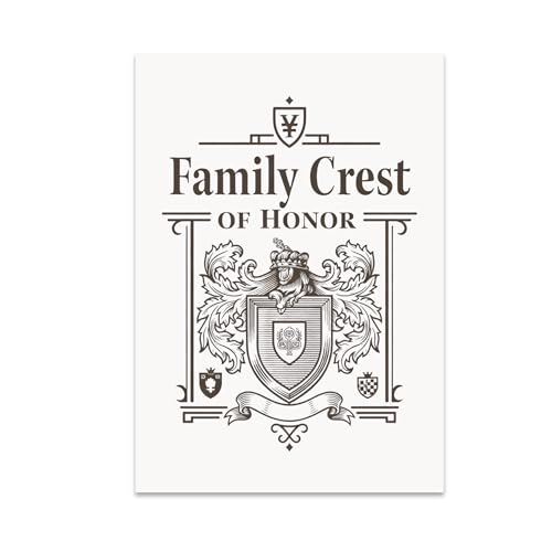 Family Name Wall Art Poster Print - Family Crest of Honor Design - 13x19 - Vintage Serif Style