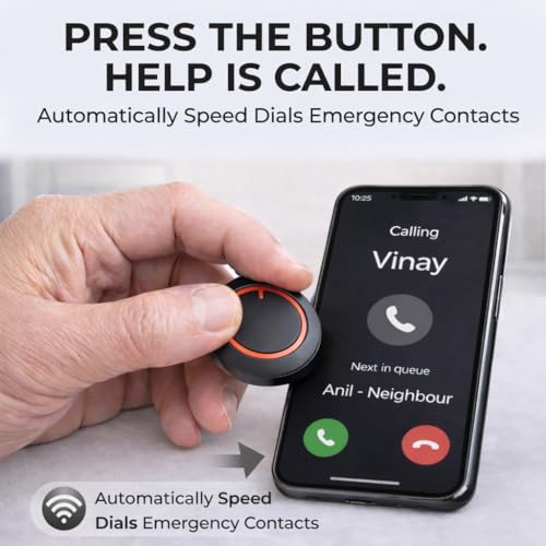 Image of DrRing Wearable SOS Emergency Alert Button for Seniors | Pendant with Whatsapp Alerts | 30-Day Battery | Free Lifetime Subscription Included | (iOS Only)