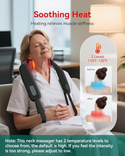 Snailax Neck Massager for Pain Relief Deep Tissue, Neck Massage with Heat, Cordless Massager for Back and Shoulder Pain, Deep Kneading Back Massager, Gift for Mom Dad - Image 3
