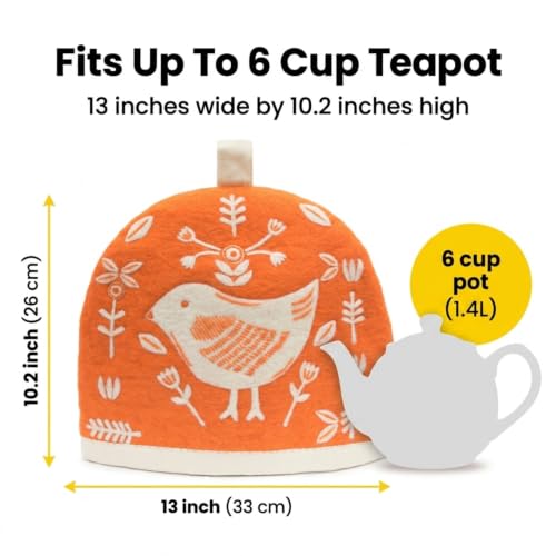 Glaciart One Wool Teapot Cozy Kettle Cover | Dome Shaped Large Tea Cosy, Kettle or French Press | Handmade & Needle Felted from Natural Wool | Warms Up to 2 Hours | Great as Gift by Glaciart One - Image 3