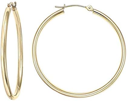 14k yellow gold hoop earrings, 2mm tube, 1.8" diameter
