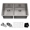 KRAUS Standart Pro 33 inch Undermount 6040 Double Bowl 16 Gauge Stainless Steel Kitchen Sink KHU104 33