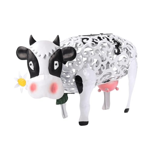 Daisy Cow Solar Light - Animal Color Changing Outdoor Solar Lamp - Cow Figurine Solar Light, Metal Cow Garden Statues, Animal Color Changing Outdoor Solar Lamp