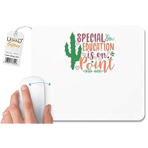 UDNAG White Mousepad ‘Education | Special Education is on Point’ for Computer / PC / Laptop [230 x 200 x 5mm]