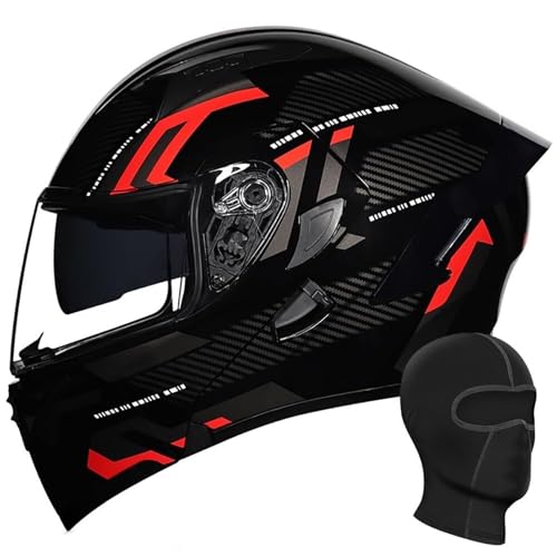 GAOFZHAO Casque de moto intégral modulable et rabattable, homologué ECE, avec double visière et réduction du bruit intégrée, for adultes, hommes et femmes.(A12,L 59~60CM)