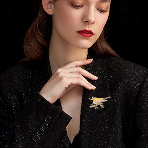 Image of coadipress Colorful Birds Brooch Pins Crystal Rhinestone Branch Bird Brooch Cute Enamel Animal Magpie Hummingbird Pin Fashion Jewelry Accessories Gifts