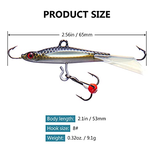 Bassdash Ice Fishing Lures With Glide Tail Wings Winter Ice Jigging Fishing Jigs For Bass Perch Walleye Pike #TOP3