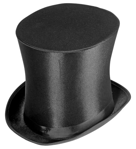 W WIDMANN MILANO Party Fashion 01893 - Zylinder, schwarz, aus Satin, ca. 20cm, Accessoire für Gentleman Kostüme, Zirkus Dompteur