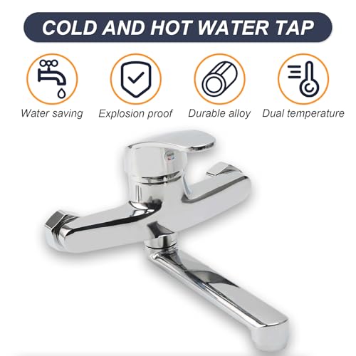 aichilra Wandmontierte Küchenspüle Wasserhahn Küche Wandarmatur mit 6. 3 Schwenkauslauf Einhebel-Spültischarmatur Wandmontage