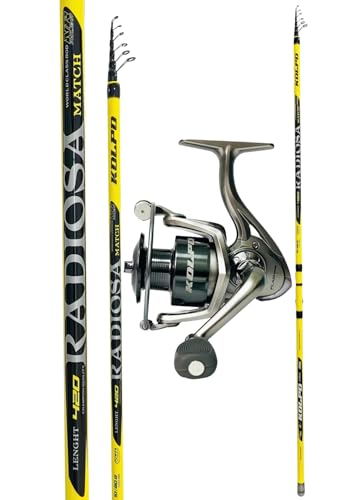 Kolpo combo con canna in carbonio + mulinello kit per la pesca in mare lago con galeggiante bombarda inglese