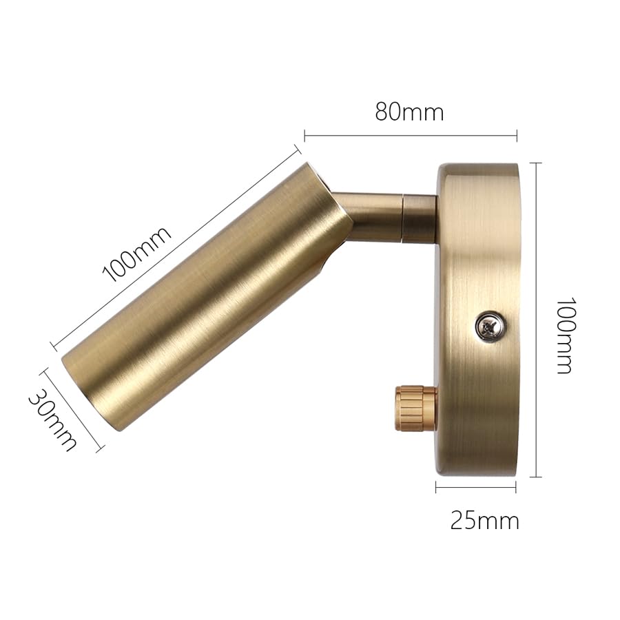 Wandlampe mit Dimmschalter, Drehknopf, Schwenkbarer Spot, Bronze, Modern (Bronze)