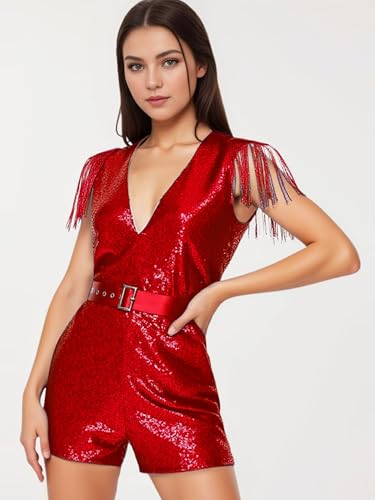 Mono de fiesta con lentejuelas y escote en V ideal para noches de gala 5