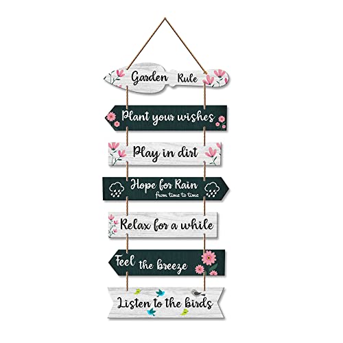 Artvibes Garden Quote Wooden Wall Hanging for Home Decor | Decorative Items for Balcony | Wooden Wall Decoration for Outdoor Decorative Garden | Modern Artworks (WH_7001N), Set of 7