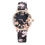 TEMPNAP Reloj de Pulsera Correa de PU Diseño de Ciruelo para Dama Cuarzo y Caja de Acero Inoxidable Elegante y Resistente para Uso Diario