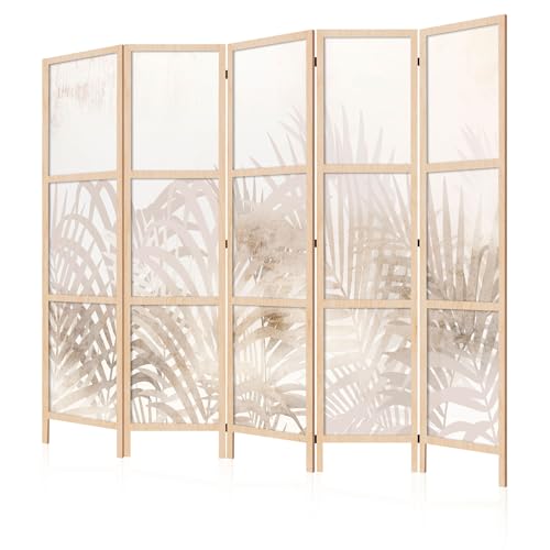 LUMASOUL Biombo Separador de Ambientes Unilateral - en Estilo Japonés - Biombos Separadores de 5 Paneles - Biombos Decorativos para Divisor Ambientes - Motivo Naturaleza - 225x172 cm