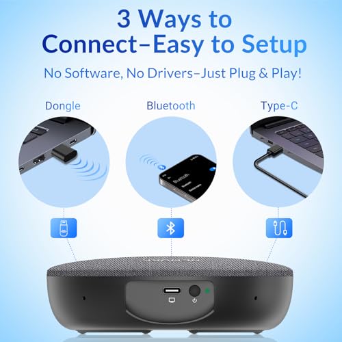 Image of FreeChat Speakerphone, Conference Speaker with 4 Mics, 360 Enhanced Voice Pickup | AI Noise Reduction, AI Echo Cancellation, Auto Volume Balance, Plug & Daisy Chain, Full-Duplex Calling