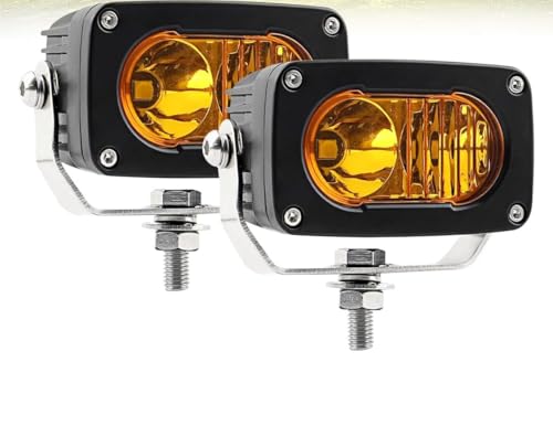 CLOWICSR 3インチLED作業灯 イエロー 50ｗ バイク LEDフォグランプ 広角狹角一体型 車補助灯 高輝度 12v/24v兼用 3000K IP68 防水 防塵 取付簡単 オートバイク用 各種作業車に対応 除雪機 集魚灯 前照灯