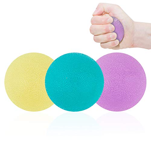 NATEE 3pcs Ejercicio de Mano, Bola Antiestrés, Ejercicio de Agarre, Ejercicio de Muñeca, Ejercicio en Casa, Pelota Terapia de Mano para Fortalecimiento Terapia de Mano Dedo Muñeca 3 Niveles Lavable