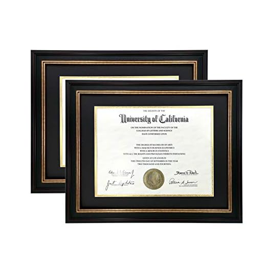 ONURI - Luxurious Diploma Frames - Classic Design for College Graduation Diploma, Business Document, and Certificate Frames - 2 Packs (11x14, Black & Gold)