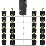 Toriexon Auto Drip Irrigation System Kits, with 26 Gallon Bucket, 25W Water Pump, 24 Drip Emitters, 24 Planting Bags for Indoor and Outdoor Automatic Watering System for Grow Tent, Greenhouse, Lawn