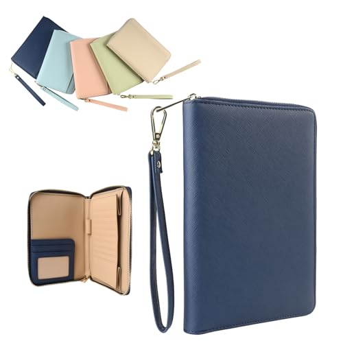 【bammore】母子手帳ケース お薬手帳ケース 床革 サフィアーノレザー 本革 プレゼント おしゃれ かわいい 長持ち 持ち手付きネイビー