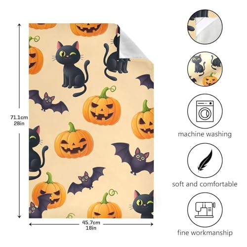 Chiffon de séchage pour vaisselle chats noirs, linge de cuisine pour décoration Halloween
