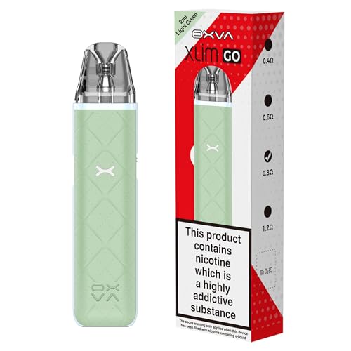 OXVA XLIM GO Vape Kit (Light Green) | 1000mAh Refillable & Rechargeable Vape | 30W | 2ml Vape Pod | MTL & RDTL | Draw Activated | Reusable Vape Starter Kit | XLIM Series Compatible | No Nicotine