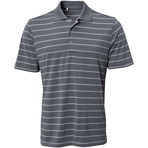 adidas Golf Men's Puremotion 2 Color Stripe Jersey Polo, Lead/White, Medium