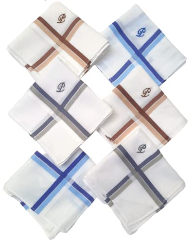 Image of ANTONIA Men's Initial Alphabet Handkerchiefs | Premium Cotton Personalized Hankies with Letter Embroidery (A-Z) | Soft, Absorbent & Reusable | Formal, Wedding & Gift Use | Pack of 6