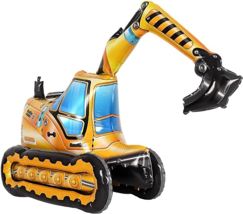 Palloncino di Escavatori, Palloncino Escavatore Compleanno, Costruzione Paloncini per Feste, Palloncini in Alluminio di Escavatore, per Decorazione Compleanno Bambini