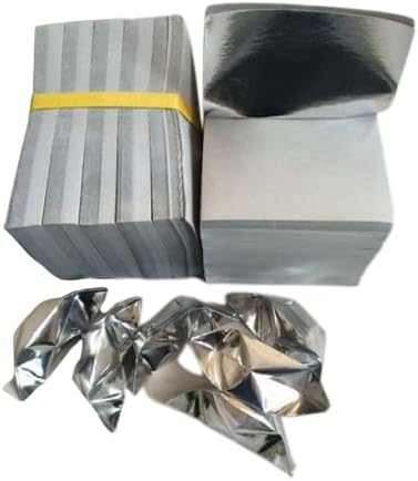1000pcs Chinese Joss Paper, Ancestor Money Silver Foil, Yellow Bamboo Paper Silver Foil for Worship Sacrifices to Gods, Chinese Golden Ingot/Yuan Bao for Ancestral Worship(Silver Foil)