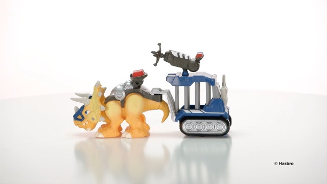 Playskool Chomp Squad Officer Lockup Triceratops Dinosaur Toy - With Lights, Sounds, Jail Cell, For Kids 3+