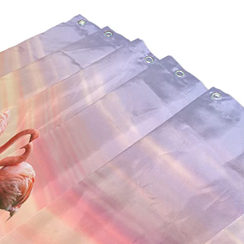 Pink Flamingos Shower Curtain Tropical Birds Romantic Love In The Lake Bathroom Window Decor Set With Hooks Waterproof Polyester Fabric Machine Washable 72X72 Inch #TOP4