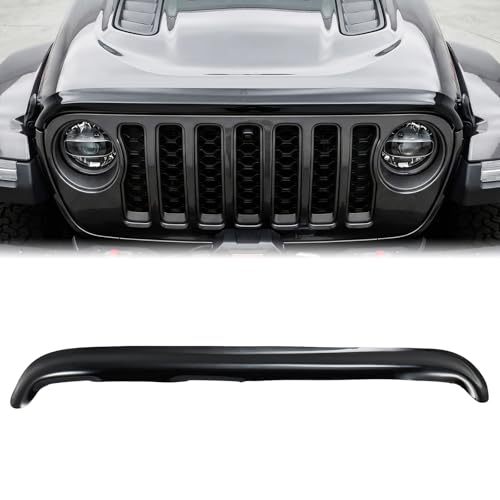 Hood Deflector Hood Protector Compatible with Jeep Wrangler JL 2025 2024 2023 2022 2021 2020 2019 2018 & 2020-2025 Gladiator JT Gloss Black Hood Protector Bug Deflector Stone Guard