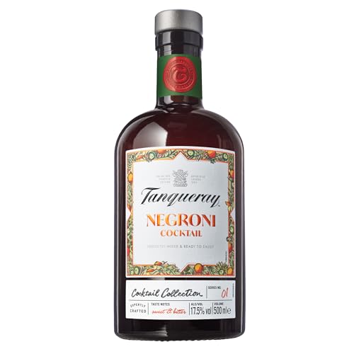 Tanqueray London Dry Gin | Negroni Cocktail │ 17.5% vol │ 50cl │ Fruity Orange & Bitter Flavours │ Bar Quality Cocktails │ Perfect for Hosting │ Ready to Serve